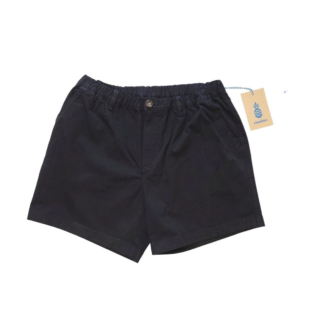 Chubbies The Dark N' Stormies Shorts Size L Black Stretch Pockets Belt Loops